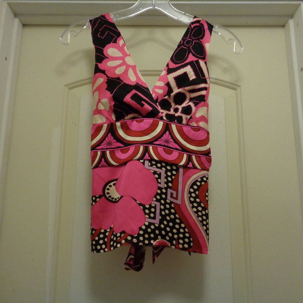 MODERN COQUETTE PINK GIRL ALICE & TRIXIE FITTED SEXY SLEEVELESS SATINY BLOUSE S